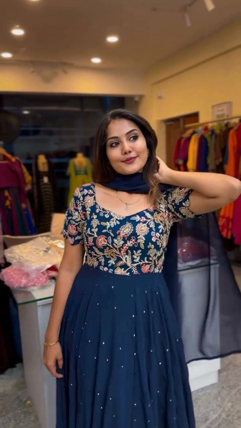 Adorning Blue Color Designer Heavy Salwar Kameez