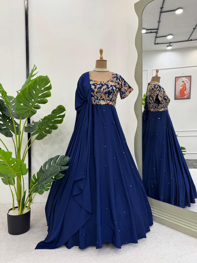 Adorning Blue Color Designer Heavy Salwar Kameez