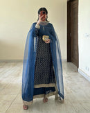 Actress Blue Color Designer Salwar Sarara Designs