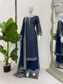 Actress Blue Color Designer Salwar Sarara Designs