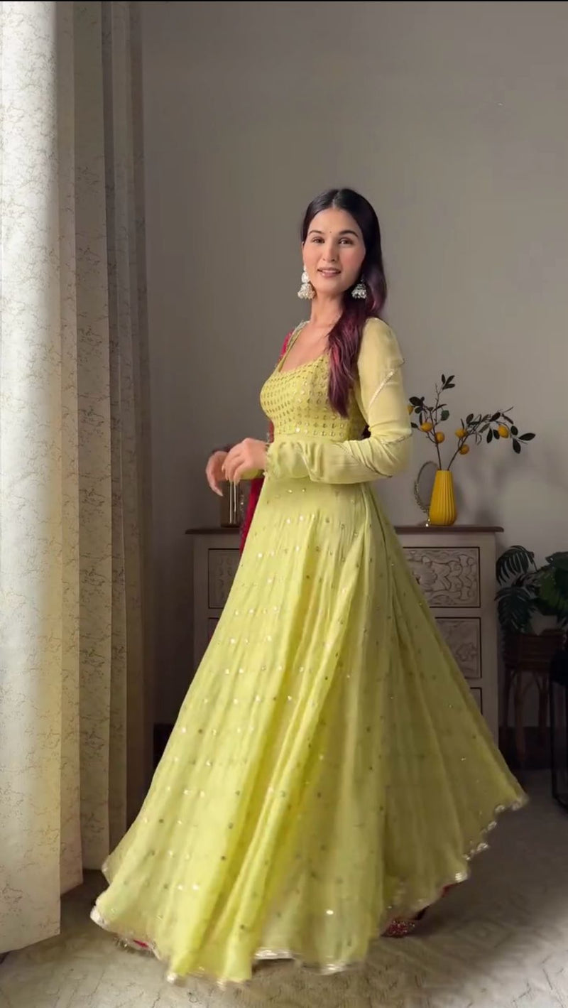 Actress Light Parrot Color Designer Heavy Salwar Suits