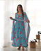 Sky Blue Printed Designer Gown For Women