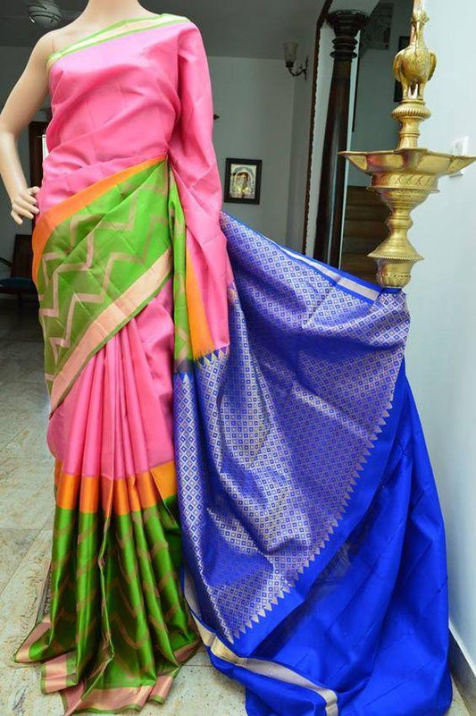 Fantastic Royal Blue N Pink Color Patola Type  Soft Silk Sari SY 1105