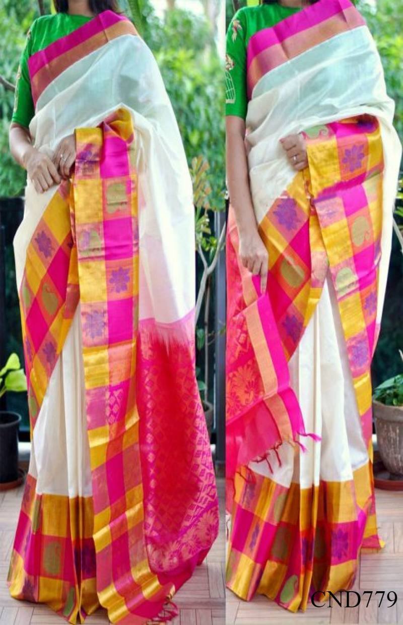 Sparkling Beige Colored Soft Silk Heavy Jacquard Saree SY 5234