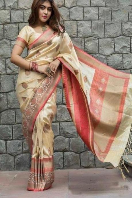 Sparkling Beige Colored Soft Silk Lowest Price Saree SY 5395