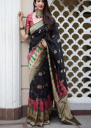 Eye-Catching Black Colored Soft Silk Jacquard Saree SY 5457