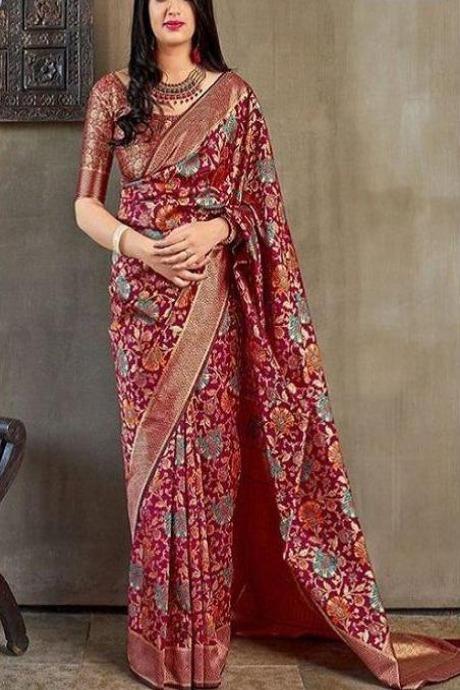 Pleasant Maroon Colored Soft DORA VASTRA SY 5449