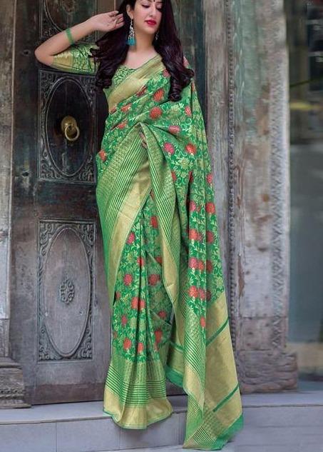 Flaunt Green Colored Soft Silk Jacquard Saree SY 5439