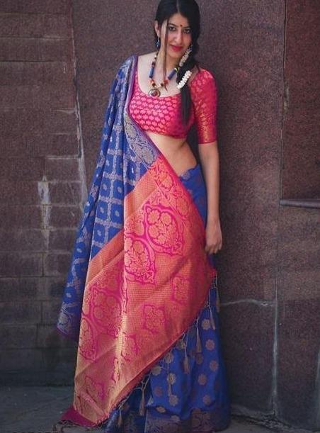 Mesmeric Pink Colored Soft Silk Pattern Jacquard  Saree SY 5468