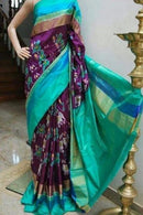 Unique Firozi / Navy blue Colored Soft Silk Jacquard Saree SY 5418