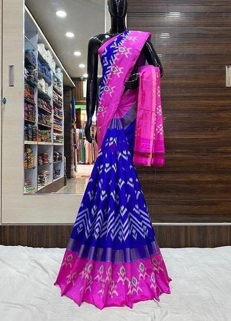 Inviting Star Blue Nylon Silk Designer Bandhej Saree SY 4828