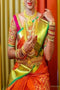 Latest New  One piece Orange green colored Silk  Saree