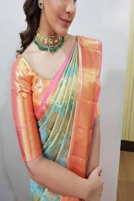 Elegance Multi Color Party Wear Designer soft Silk Saree