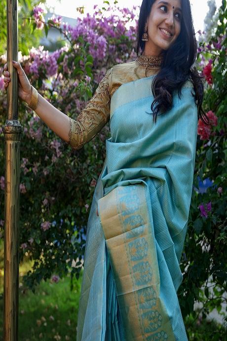 Glitzy Blue Color Soft Silk Designer Heavy Bride Sarees SY 1372