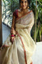 Good Looking Off White and Red Color Soft Cotton Saree SY 6612