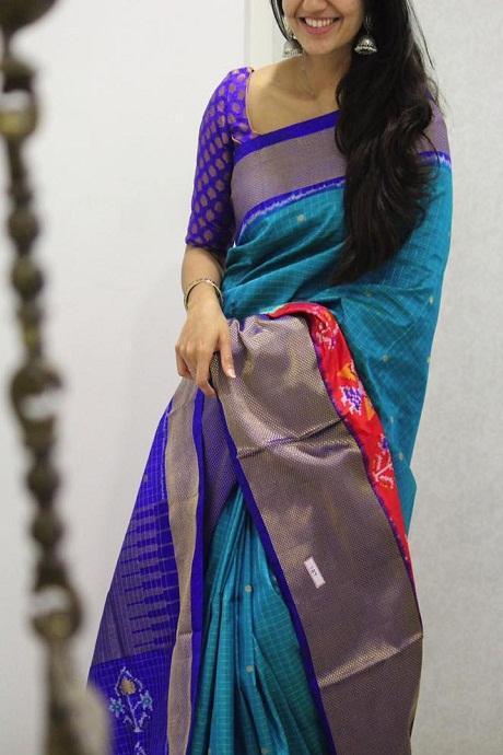 Fabulous Blue And Pink Color Silk Banarasi Online Saree SY 1170