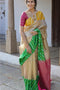 Party Wear Fashionble Designer Green Rani colored Soft Silk Saree