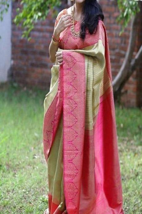 Unique Dark Pitch pink Colour Kanjivaram Pure Soft DORA VASTRA SY 5556