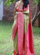 Unique Light green / pink Colour Banarasi Pure Saree SY 5712