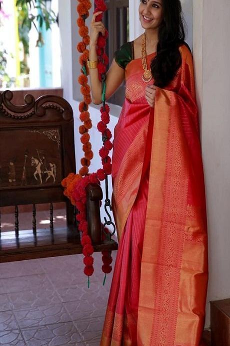 Fantastic Magenta Orange Color Soft Silk Designer Cotton Saree SY 1274