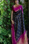 Latest Designer One piece Dark Blue Wine colored Silk Fabric Sarees