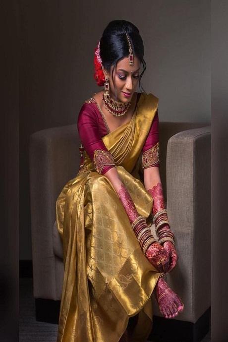 Golden colored Occasion Wear Soft Silk Banarasi Jacquard Saree SY 6529