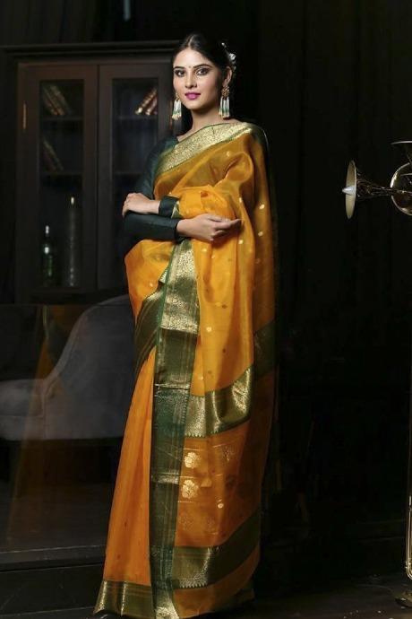 Trendy M Yellow Color Soft Khadi Silk Designer Jacquard Saree SY 702