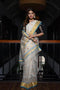 Fashionable Designer One Piece White Colored Silk Fabric Saree SY 694