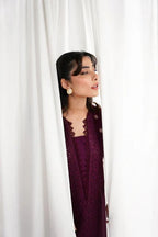 DEEP PLUM LUXURY EMBROIDERED 3PCS SET