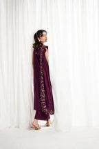 DEEP PLUM LUXURY EMBROIDERED 3PCS SET