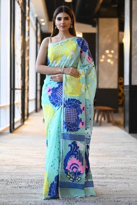 Engrossing Multi Color Soft Khadi Silk Designer Jacquard Saree collection