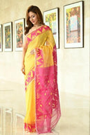 Yellow Color Party Wear Hand Weaving Soft Cotton Online Saree SY 470