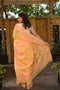 Handwoven Jamdani orange silk saree with digital printed sari for woven