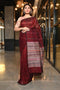 Delightful Maroon Color Linen Hand Weaving printed saree for woven