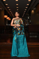 Superior Firozi Colored Hand Linen Soft Silk Jacquard Saree SY 483