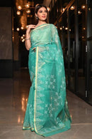 Superior Light C-Green Colored Hand Linen Saree SY 446