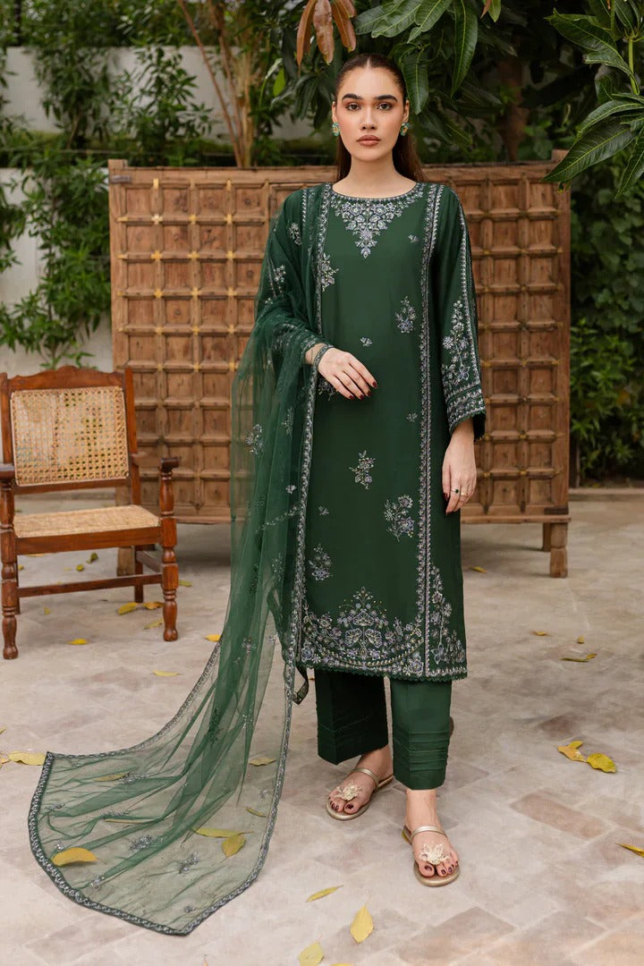 Ever Green 3Pc Embroidered Lawn Dress