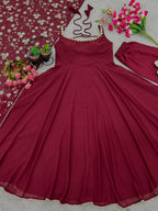 Maroon Color Anarkali Regular Wear Multi Gown