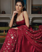 Maroon Color Anarkali Regular Wear Multi Gown