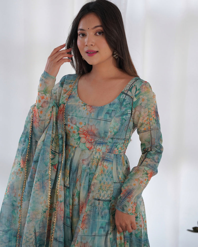 Admirable Multi Color Printed Work Stylish Gown
