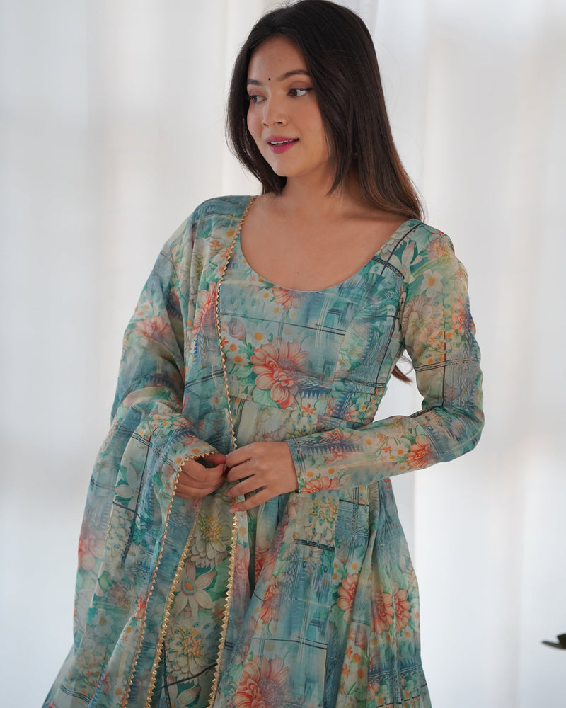 Admirable Multi Color Printed Work Stylish Gown