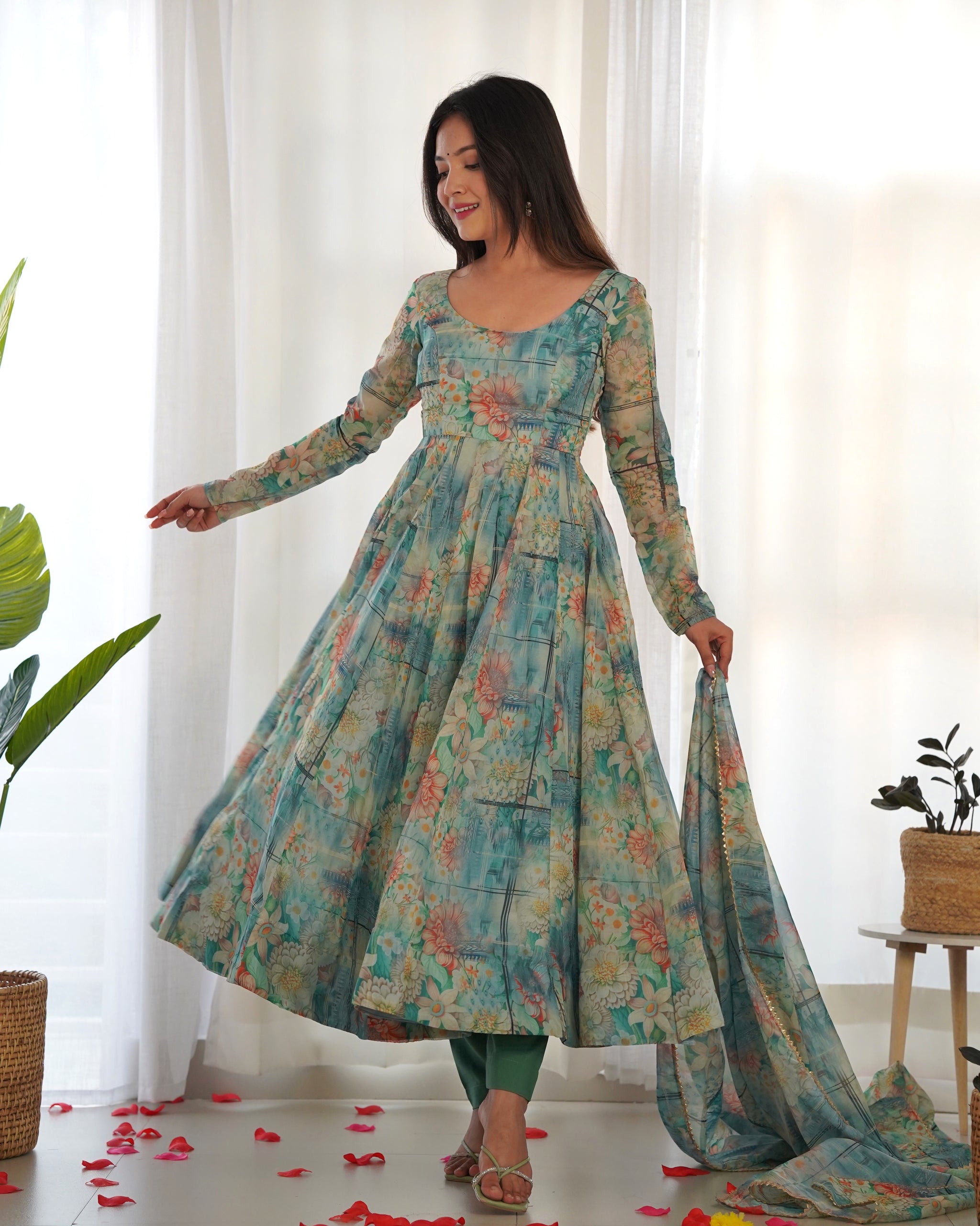 Admirable Multi Color Printed Work Stylish Gown