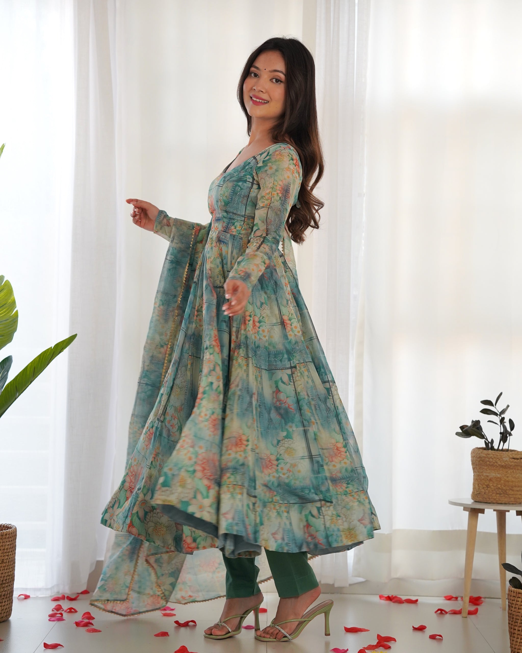 Admirable Multi Color Printed Work Stylish Gown