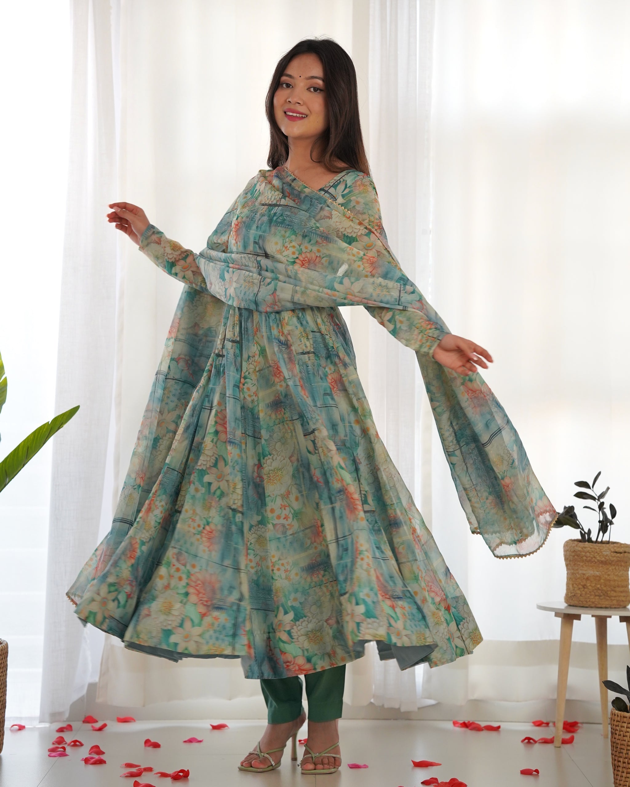Admirable Multi Color Printed Work Stylish Gown