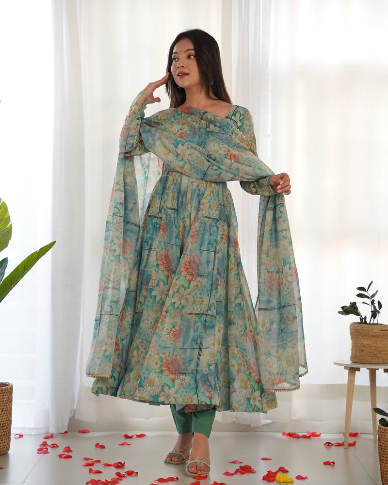 Admirable Multi Color Printed Work Stylish Gown