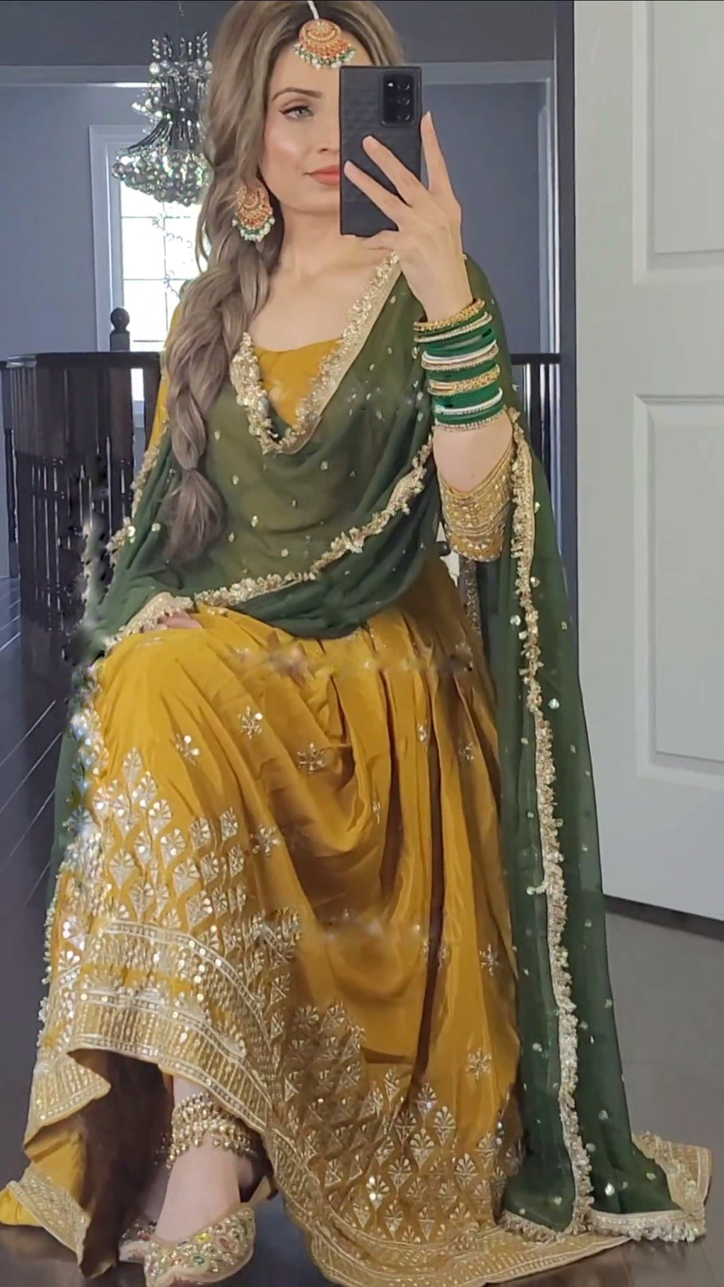Attractive Mustered Yellow Color Gown Designs