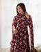 Alluring Dark Maroon Color Attractive Designer Gown