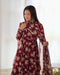 Alluring Dark Maroon Color Attractive Designer Gown