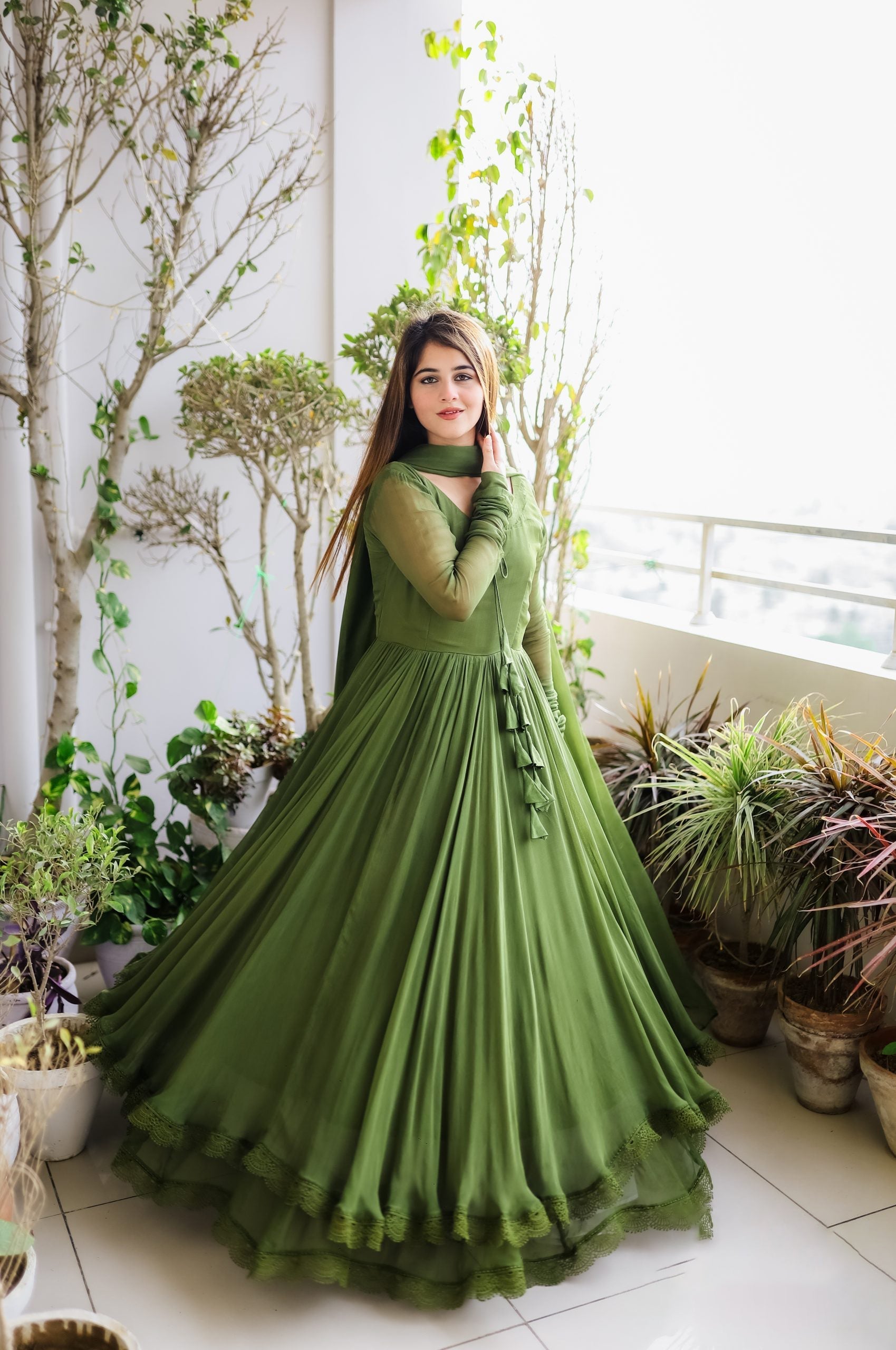 Green Color Pure Designer Attractive Gown 2025