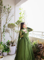 Green Color Pure Designer Attractive Gown 2025
